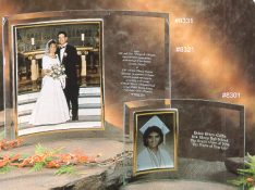 Vertical Bent Glass Frames engraved with your wedding or graduation invitation