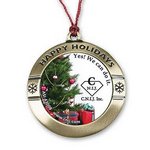 Round Happy Holiday Custom Photo Art Christmas Ornament