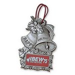Solid Pewter 3D Silver Bells Christmas Ornament