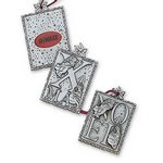 Noel 3 Piece Christmas Ornament in Solid Pewter with Imprint