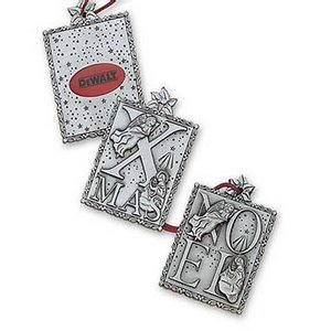 Noel 3 Piece Christmas Ornament in Solid Pewter with Imprint 