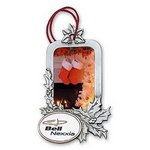 Holly Leaves Rectangle Photo Insert Ornament with Imprint