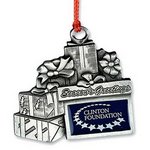 Christmas Presents Season's Greetings Pewter Ornament