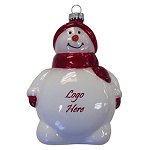 Snowman Glass Ornament - Red with Multi-Color Imprint