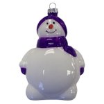 Snowman Glass Ornament -Purple with 1 Color Imprint