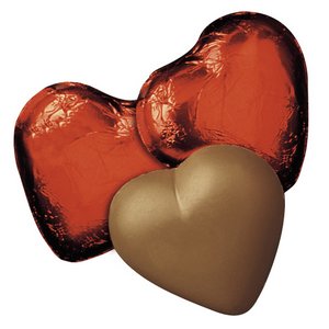 Milk Chocolate Hearts in Red Foil - Stock 