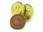 Milk Chocolate Smiley Face Coins in Gold Foil