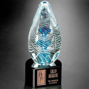 Synergy on Black Base Art Glass Award 7 in. 