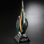 Majesty Art Glass Award 19-3/4 in.  on Black Glass Base