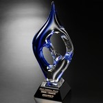 Geo Blue Art Glass Award 17-1/2 in.