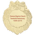 Golden Wreath Shape Christmas Ornament