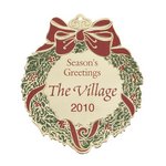 Wreath Shape Goldtone Ornament with Color Accents