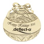 Golden Holiday Ball with Bow Ornament