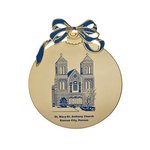 Gold Tone Holiday Ball Shape Ornament - Flat