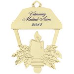 Gold Lantern Ornament with Candle with Imprint