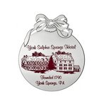 Silver Holiday Ball with Bow Ornament with Imprint