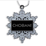 Snowflake Ornament with White Glitter Enamel and Logo