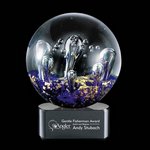 Serendipity Art Glass Award on Black Base - 4 in. Diam