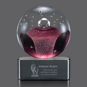 Jupiter Art Glass Award on Black Base - 4 in. Diam 