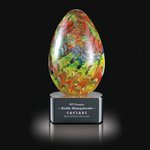 Hibiscus Art Glass Award on Black Base - 5.5 in. High