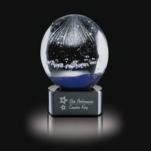 Starburst Art Glass Award on Black Base - 5 in. High 