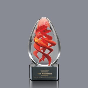 Helix Art Glass Award on Black Base - 5 in. High 