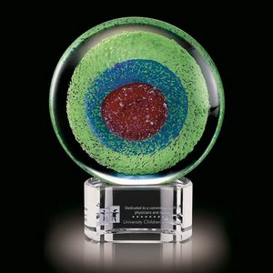 On Target Art Glass Award on Clear Base - 6.5 in. High 