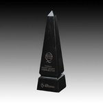 Black Marble Grooved Obelisk Genuine Marble 8 in.