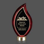 Fowler Award - Rosewood Flame Shape on Brushed Aluminum Base 8in