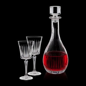 Bacchus Decanter and 2 Wine Glasses Engraved 