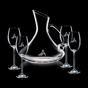 Bearden Carafe and 4 Wine Glasses Engraved 