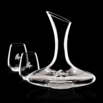 Madagascar Carafe and 2 Stemless Wine Glasses Engraved
