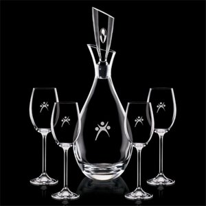 Juliette Decanter and 4 Wine Glasses Engraved 