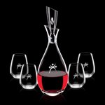 Juliette Decanter and 4 Stemless Wine Glasses Engraved