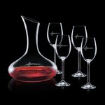 Cimarron Carafe and 4 Wine Glasses Engraved