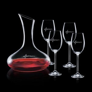 Cimarron Carafe and 4 Wine Glasses Engraved 