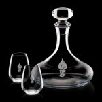 Stratford Decanter and 2 Stemless Wine Glasses Engraved