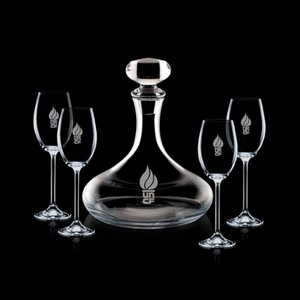 Stratford Decanter and 4 Wine Glasses Engraved 