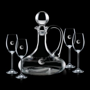 Horsham Decanter and 4 Wine Glasses Engraved 