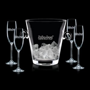 Italia Champagne Bucket and 4 Flutes 