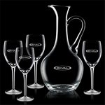 Deane Carafe and 4 Wine Glasses Engraved