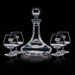 Elegance Ship's Decanter and 4 Brandy Snifters