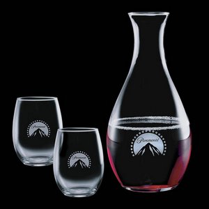Riley Carafe and 2 Stanford Wine Glasses Engraved 