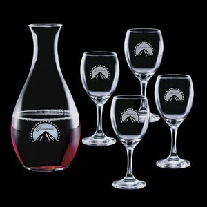 Riley Carafe and 4 Wine Glasses Engraved 