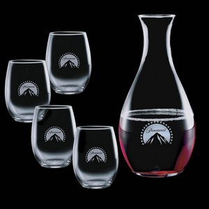 Riley Carafe and 4 Stanford Wine Glasses Engraved 