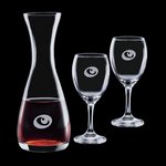 Bishop Carafe and 2 Wine Glasses Engraved Glasses