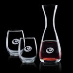Bishop Carafe and 2 Stemless Wine Glasses Engraved