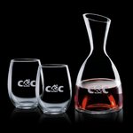 Rathburn Carafe and 2 Stemless Wine Glasses Engraved