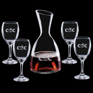 Rathburn Carafe and 4 Wine Glasses Engraved 