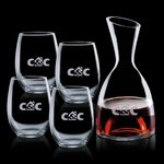Rathburn Carafe and 4 Stemless Wine Glasses Engraved